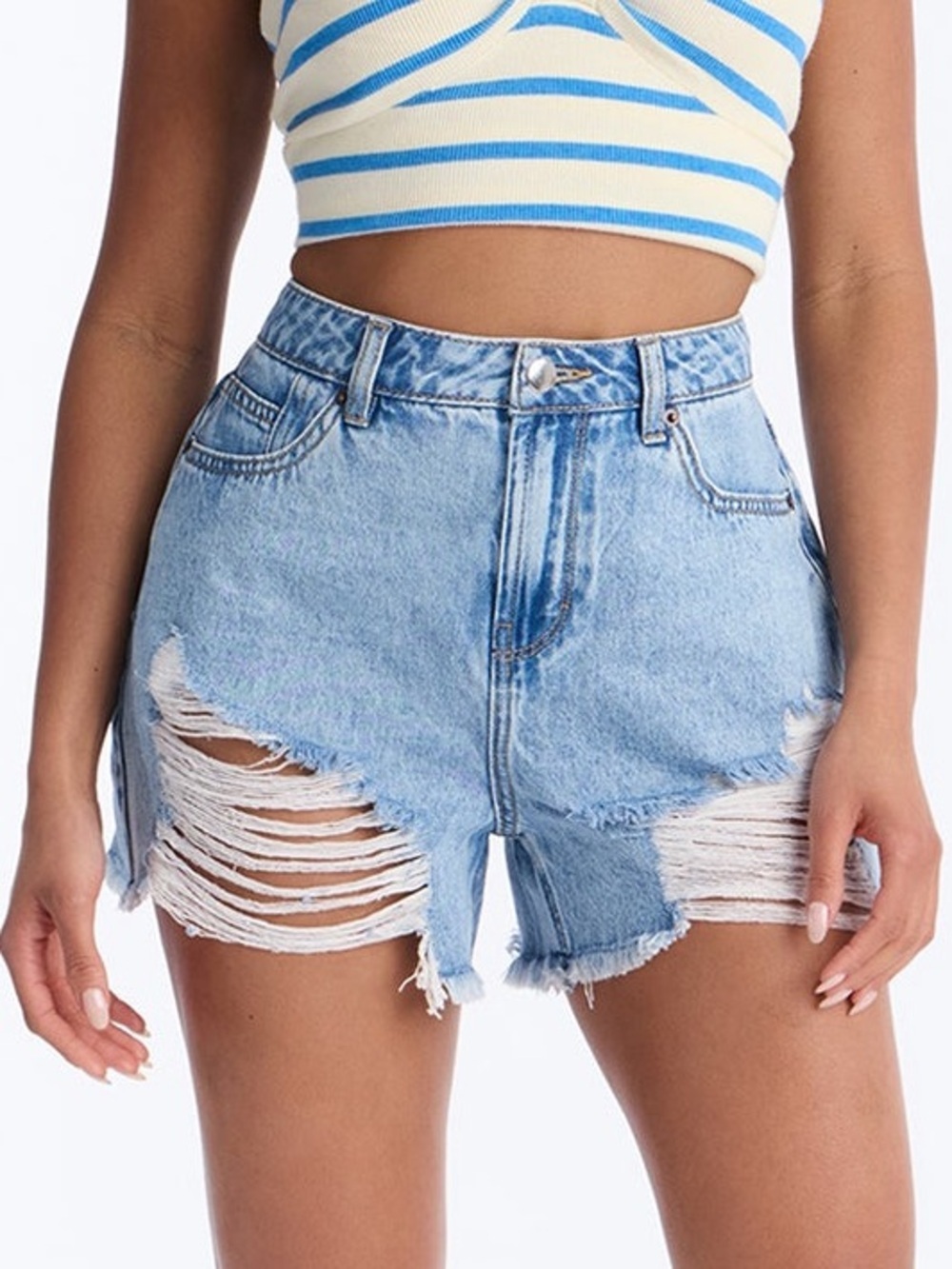 Thoroughfare Ripped Non Stretch Denim Shorts - 9 - Picture 5 of 6